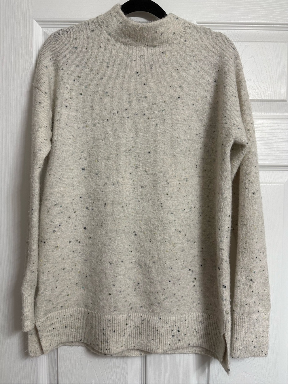 LOFT Cream Speckled Mock-Neck Sweater